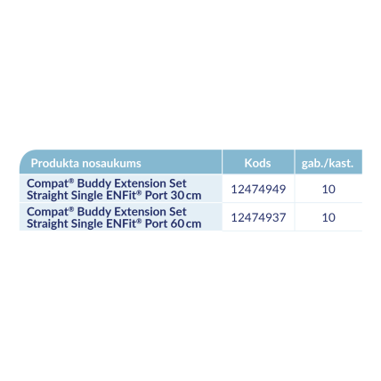 Compat Buddy Extension Set taisna pagarinājuma caurule savienošanai ar gastrostomu, 30 cm